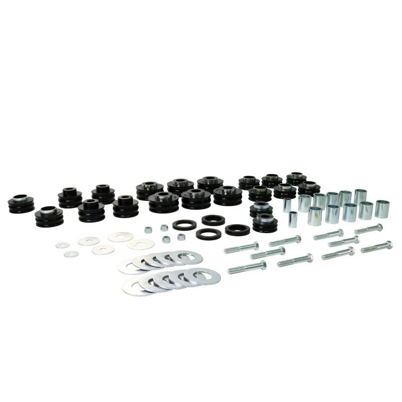 Whiteline W93545 synthetic elastomer body mount bushing kit with included molybdenum disulphide grease.