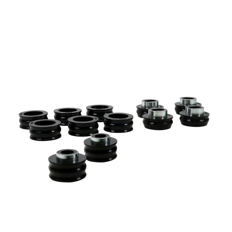 Whiteline W93544 polyurethane body mount bushing set with protective plated metal components.