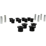 Whiteline W73820 red polyurethane leaf spring eye and shackle bushing kit for 1987-1995 Jeep Wrangler.