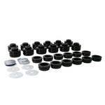 Whiteline W93553 body mount bushing kit featuring plated metal hardware and black synthetic elastomer bushings.