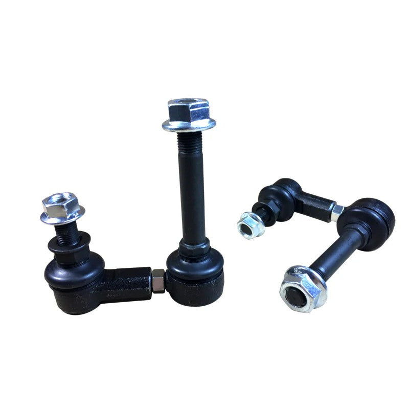 Whiteline KLC204 front adjustable sway bar links with gold anodized alloy centers and heavy-duty steel ball joint ends.