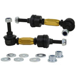 Pair of Whiteline heavy duty adjustable rear sway bar links with silver plated bodies and steel ball joints.