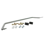 Silver powder-coated 22mm Whiteline rear sway bar with black synthetic bushings for 2013-2019 Ford Fiesta.