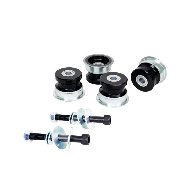 Whiteline KDT966 differential mount bushing kit including elastomer bushings, shells, washers, and mounting hardware.