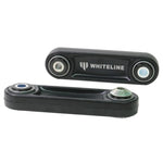 Pair of Whiteline black E-coated forged aluminum rear suspension vertical links with polymer bushings.