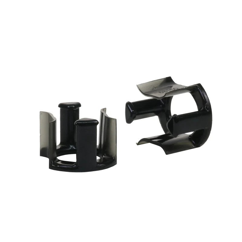 Two yellow Whiteline synthetic elastomer front lower inner rear control arm bushing inserts for 2017-2020 Honda Civic Si.