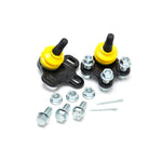 Whiteline KCA468 lower ball joint front camber adjuster kit with black finish and synthetic elastomer bushings.