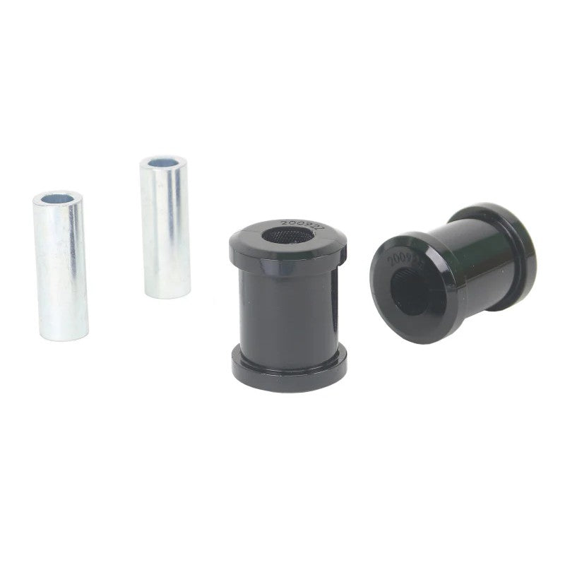 Whiteline W63619 synthetic elastomer rear upper control arm inner bushings for 2016-2025 Mazda MX-5 and Fiat 124 Spider.