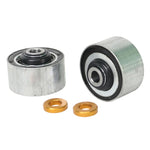 Whiteline KCA531 Anti-Lift Kit featuring two dual offset elastomer bushings and mounting spacers for Tesla Model 3 and Y.