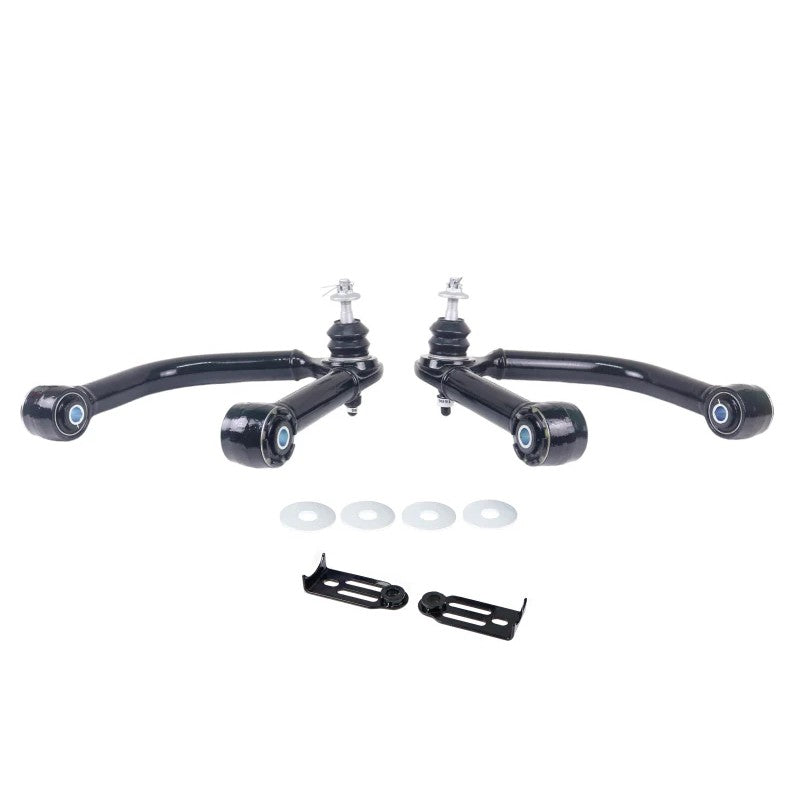 Pair of Whiteline black offset front upper control arms with ball joints for 2022-2026 Toyota Tundra and Sequoia