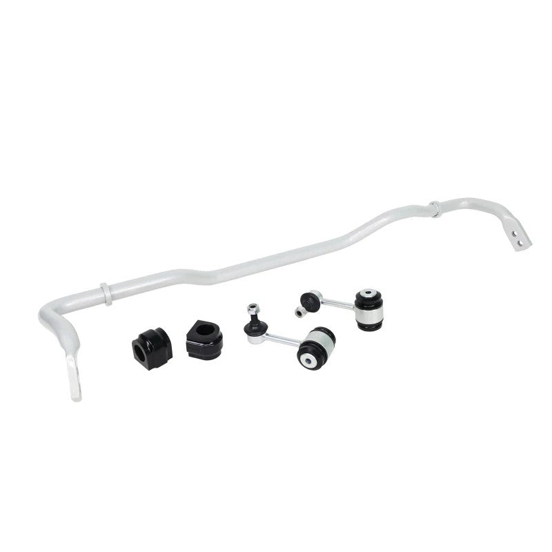 Whiteline 24mm 2-point adjustable rear sway bar in silver for 2022-2026 Audi A3, S3, and VW Golf R.