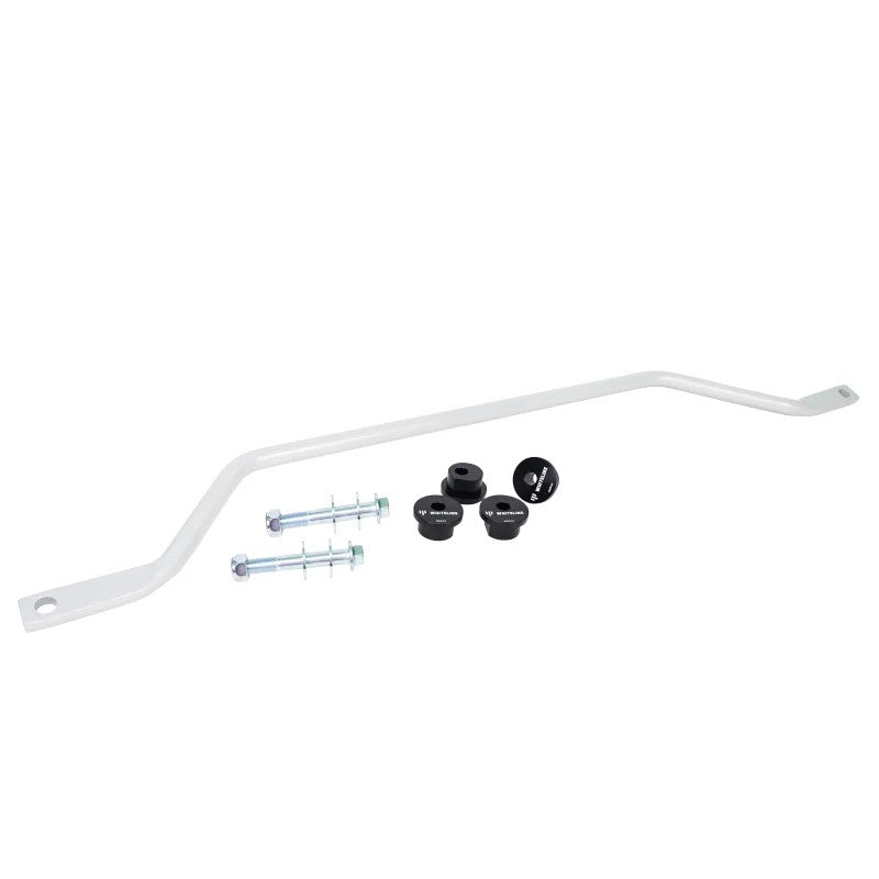 Silver Whiteline 22mm rear sway bar with mounting bushings and hardware for Chevrolet Bolt EV and EUV.