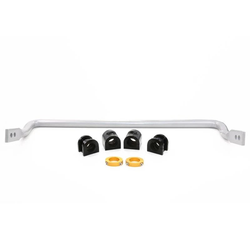 Whiteline BMR88Z 27mm silver powder-coated adjustable rear sway bar with bushings and lateral locks