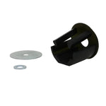 Yellow Whiteline KDT914 synthetic elastomer front torque arm insert bushing for Audi and VW engine mounts.