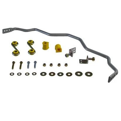 Whiteline BTR21Z 18mm adjustable rear sway bar kit with synthetic elastomer bushings and mounting hardware.