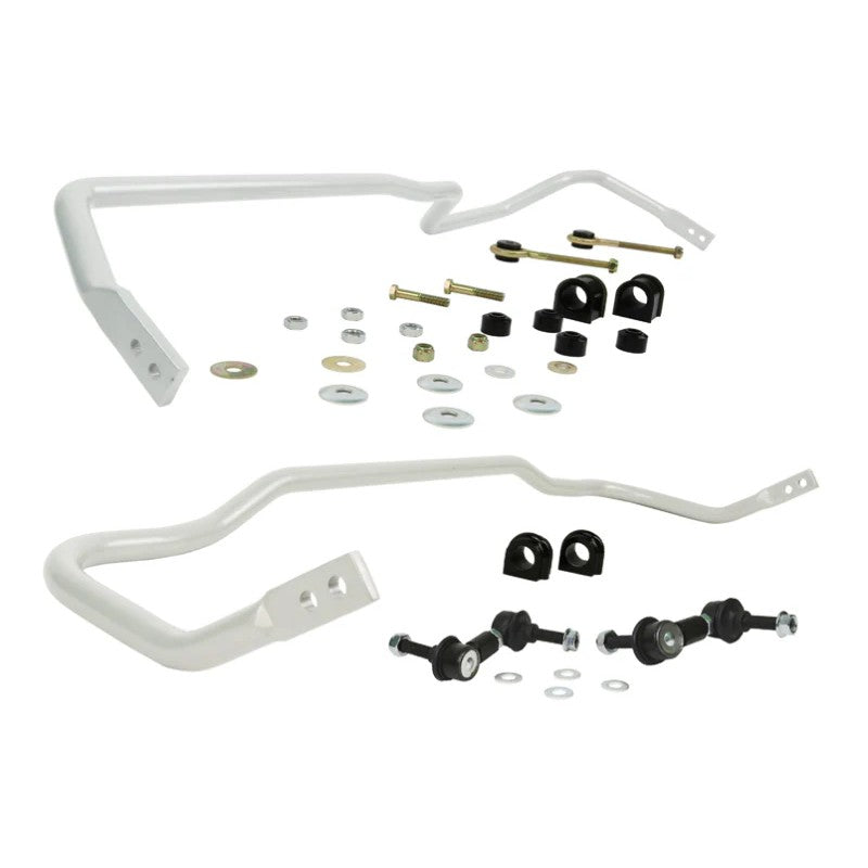 Whiteline BNK009 sway bar kit with 22mm front and 24mm rear bars, end links, and bushings for Nissan Skyline R32 GT-R.