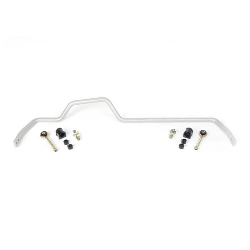 Whiteline 24mm heavy-duty adjustable rear sway bar with bushings and mounting hardware.