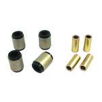 Whiteline W62925 rear lower inner control arm bushing kit featuring synthetic elastomer bushings and hardware.