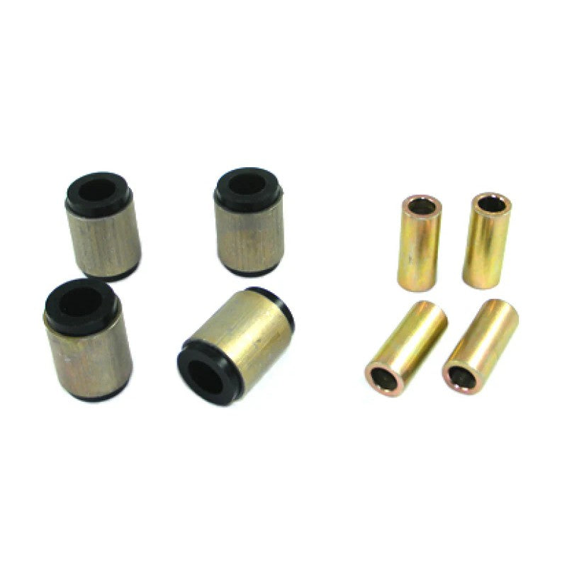 Whiteline W62925 rear lower inner control arm bushing kit featuring synthetic elastomer bushings and hardware.