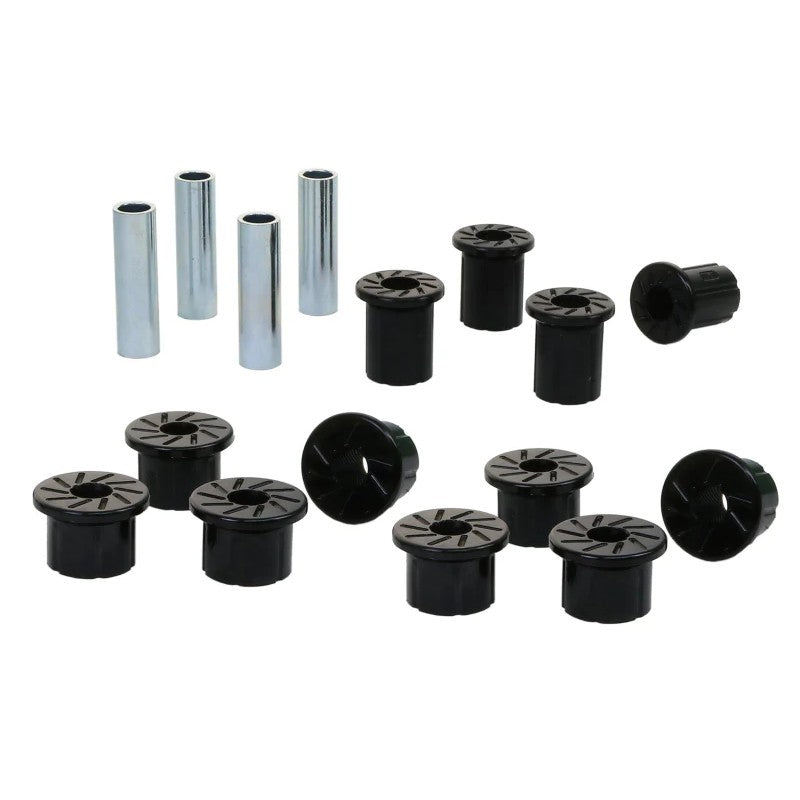 Set of Whiteline black synthetic elastomer rear leaf spring shackle bushings