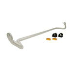 Whiteline BSF39XZ 24mm adjustable front sway bar with yellow elastomer bushings and silver powder coating.