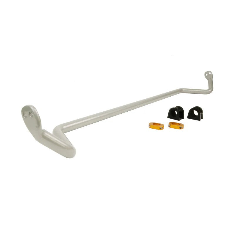 Whiteline BSF39XZ 24mm adjustable front sway bar with yellow elastomer bushings and silver powder coating.