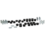 Whiteline Signature Black rear control arm bushing kit with installation hardware for Mazda Miata NA and NB chassis.