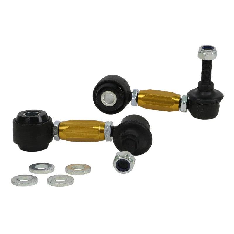 Whiteline KLC203 adjustable front sway bar links with steel ball joints and anodized alloy for 1990-1997 Mazda Miata.