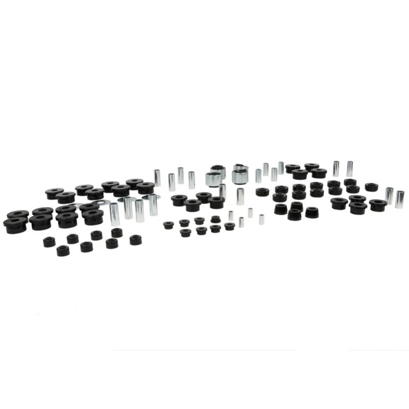 Whiteline WEK126 Vehicle Essential Kit containing front and rear synthetic elastomer suspension bushings.