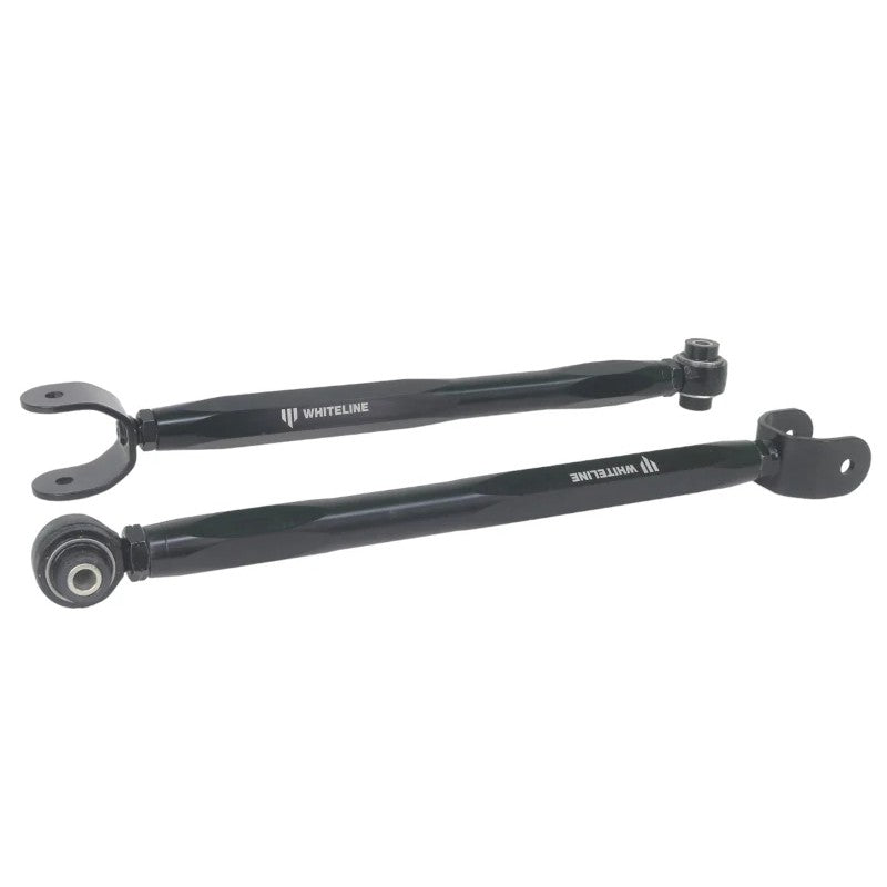 Two Whiteline KTA341 adjustable rear lower control arms with turn-buckle hardware and low-compliance bushings.