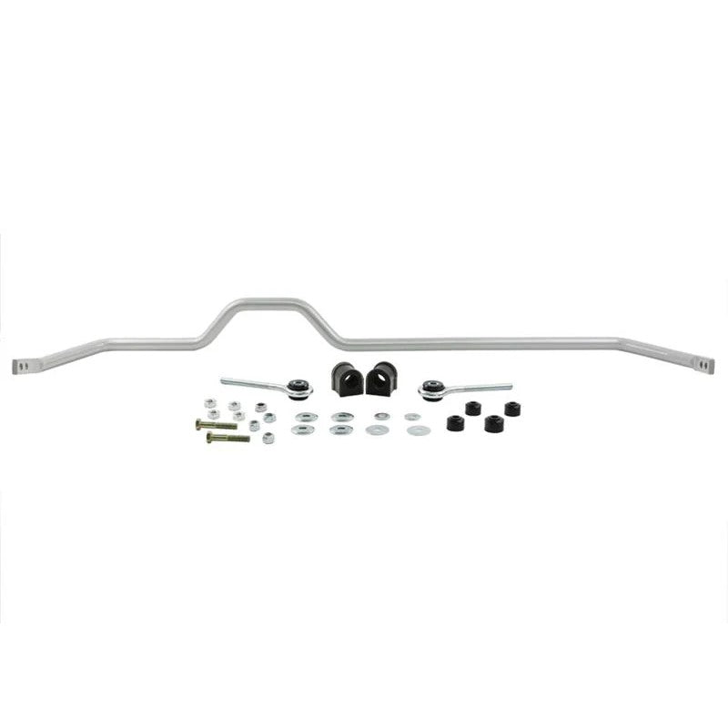 Whiteline 24mm heavy-duty adjustable rear sway bar for Nissan 240SX with silver finish and black bushings.