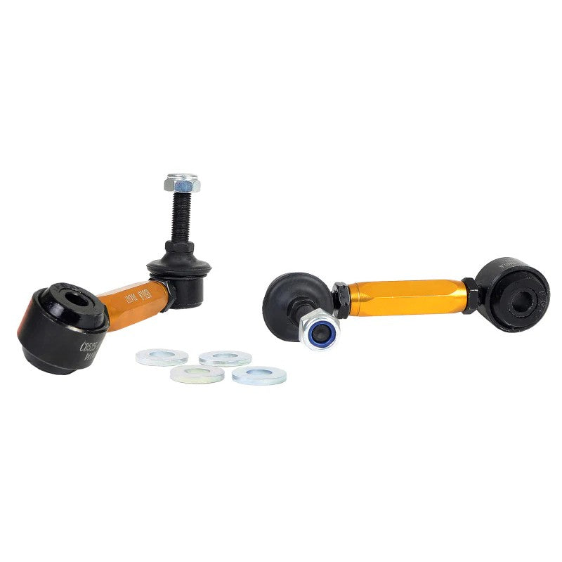 Whiteline silver anodized aluminum adjustable sway bar end links with heavy duty steel ball joints