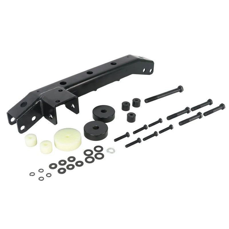 Whiteline W93241 Front Differential Drop Spacer Kit showing steel bracket, spacers, and mounting hardware.