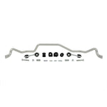 Whiteline BBR11Z 20mm adjustable rear sway bar for BMW E46 featuring yellow bushings and silver protective plating.