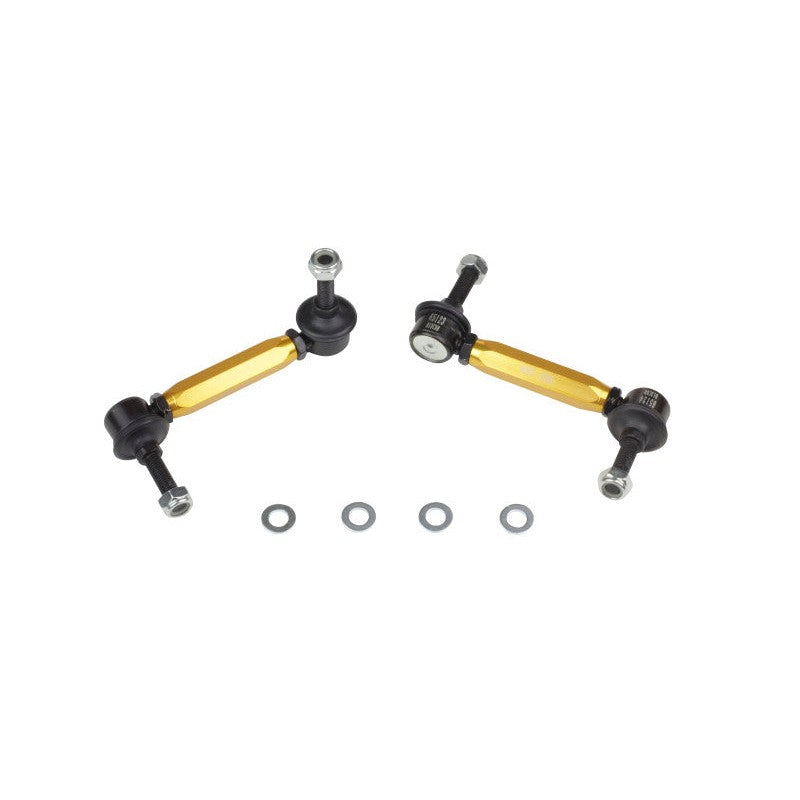 Whiteline KLC174 adjustable rear sway bar end links with gold anodized alloy bodies and heavy duty steel ball joints