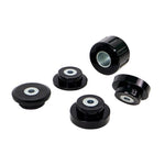 Whiteline KDT911M Motorsports Version rear differential bushing kit showing five bushings and two installation tubes.