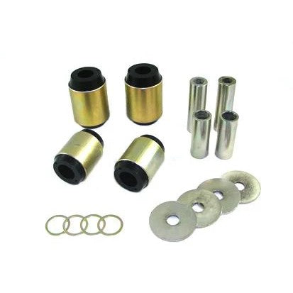 Whiteline Plus synthetic elastomer front lower control arm bushing kit with metal sleeves and molybdenum grease