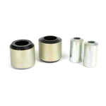Whiteline Plus synthetic elastomer rear control arm upper outer bushing kit with assembly grease for BMW vehicles.