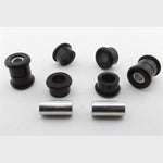 Whiteline Plus synthetic elastomer rear radius arm upper inner and outer bushings with included grease and plating.