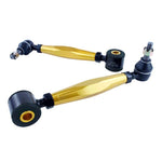 Whiteline Plus adjustable front radius rod caster kit with synthetic elastomer bushings and gold-plated hardware.