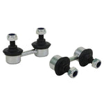 Whiteline Plus W23185 steel sway bar link assembly featuring heavy-duty ball joint ends and protective plating.