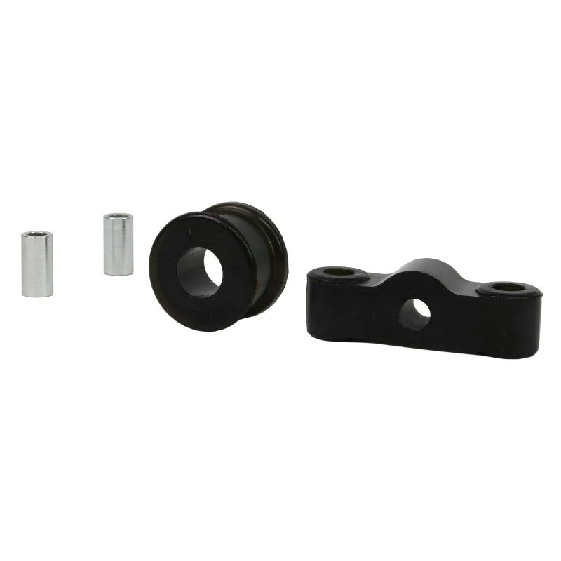 Whiteline Plus W92610 front transmission shifter stabilizer bushing with internal grease reservoirs and protective plating.