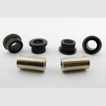 Whiteline Plus W63155 synthetic elastomer rear lower outer control arm bushings with metal sleeves and LM grease.