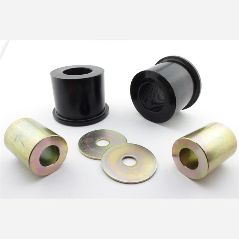 Whiteline Plus synthetic elastomer rear upper inner control arm bushings and hardware kit for 2010-2015 Chevrolet Camaro.