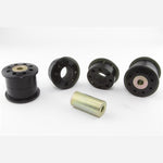 Whiteline Plus W93356 rear differential mount featuring black synthetic elastomer and corrosion-resistant coated metal.