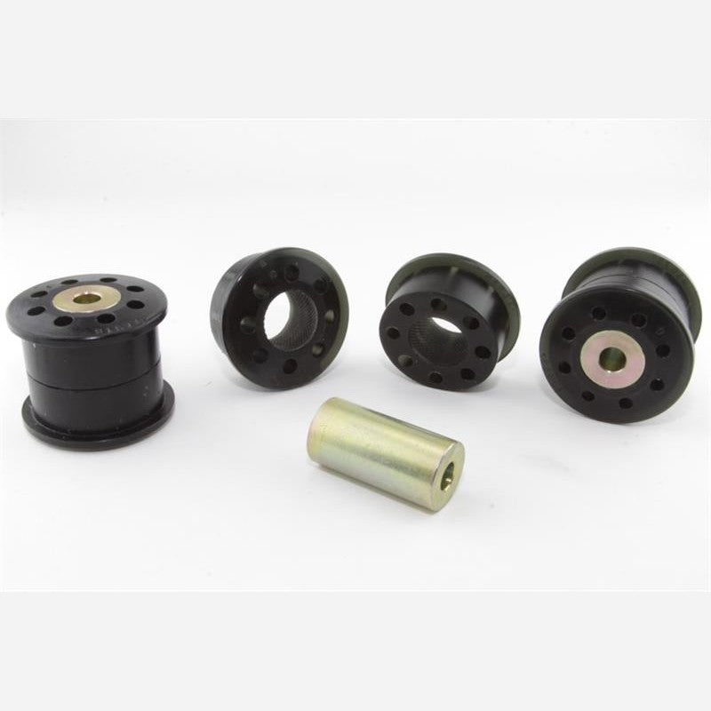 Whiteline Plus W93356 rear differential mount featuring black synthetic elastomer and corrosion-resistant coated metal.