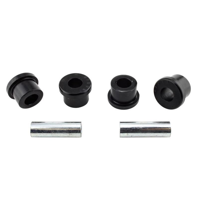 Whiteline Plus W51988 synthetic elastomer front control arm lower inner bushing with metal sleeve and grease.