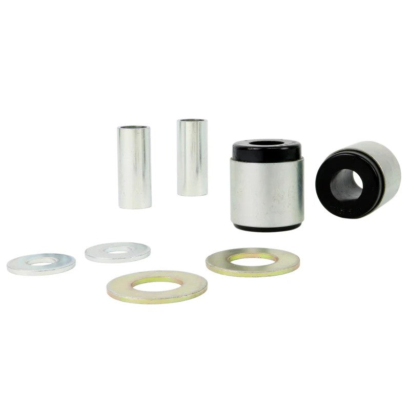 Whiteline Plus synthetic elastomer front lower inner rear control arm bushings and molybdenum grease for Mitsubishi Mirage.