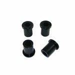 Black Whiteline Plus synthetic elastomer rear spring shackle bushing set with included molybdenum disulphide grease