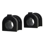 Whiteline Plus black synthetic elastomer front sway bar mount bushings with internal knurling and moly grease packet.